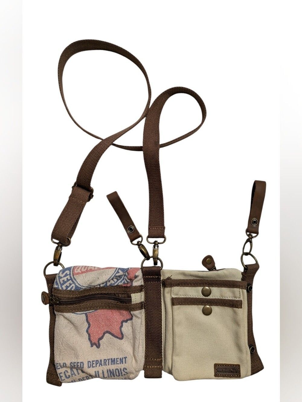 Selina Vaughn Vintage Feed Sack Crossbody Purse Belt Bag
